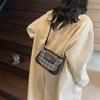 Plaid portable small square bag women's new temperament niche high sense daily commuting messenger bag