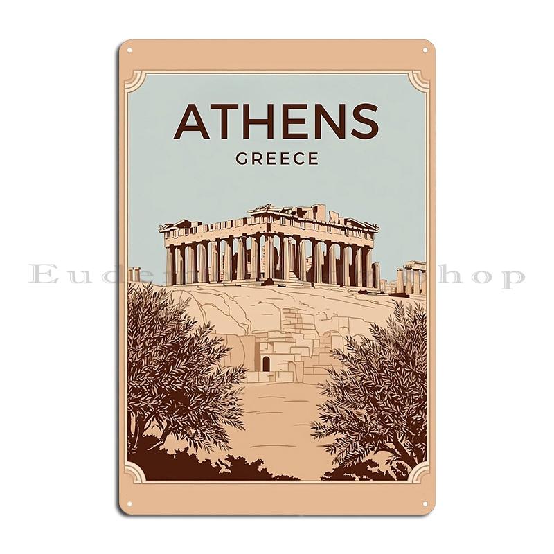 Афины Металлические Знаки Классические Создать Настенные Пещерные Таблички Таблички Греция Афины Жестяная Вывеска Постер 20x30cm（7.8x11.8inch）