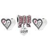 3pcs /Lot Pink Love Heart Beads Enamel Mom Pendant Fit Diy Brand Charm Bracelets Necklaces For Women Mother Jewelry Making