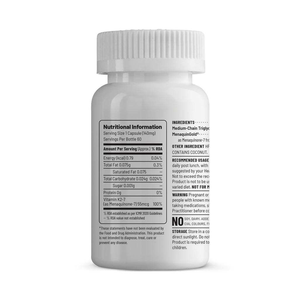 Unived Basics K2-7 | Plant-Based K2-7 as Menaquinone-7 (MenaquinGold) | Bone, Arterial, and Skeletal Muscle Health | 60 Vegan Capsules
