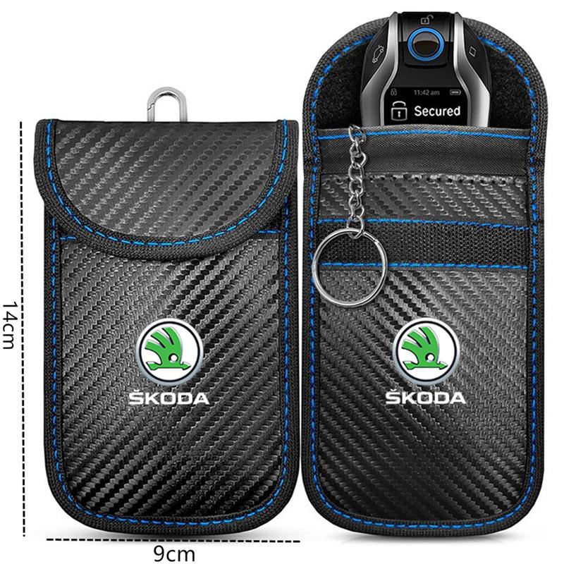 

Car Key Case Signal Blocker Bag RFID Shielding Pocket For Skoda Fabia 1 2 Octavia a7 RS Superb Rapid Yeti Karoq Vision Accessory