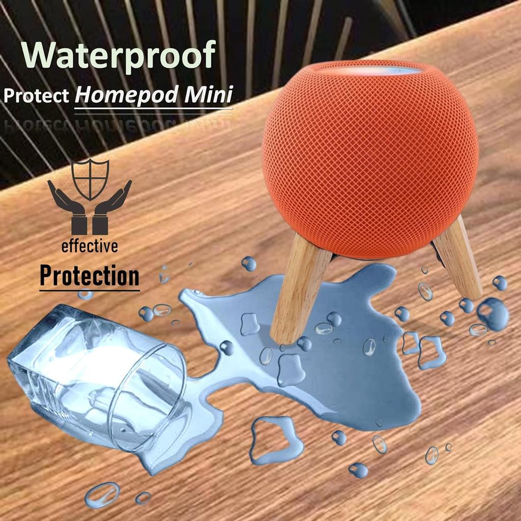 Real Wood Stand for Homepod mini,Wooden Tripod with Metal Frame,Safe Stable Holder Mount with Anti-Slip Silicone pad Protects Home pod mini Smart