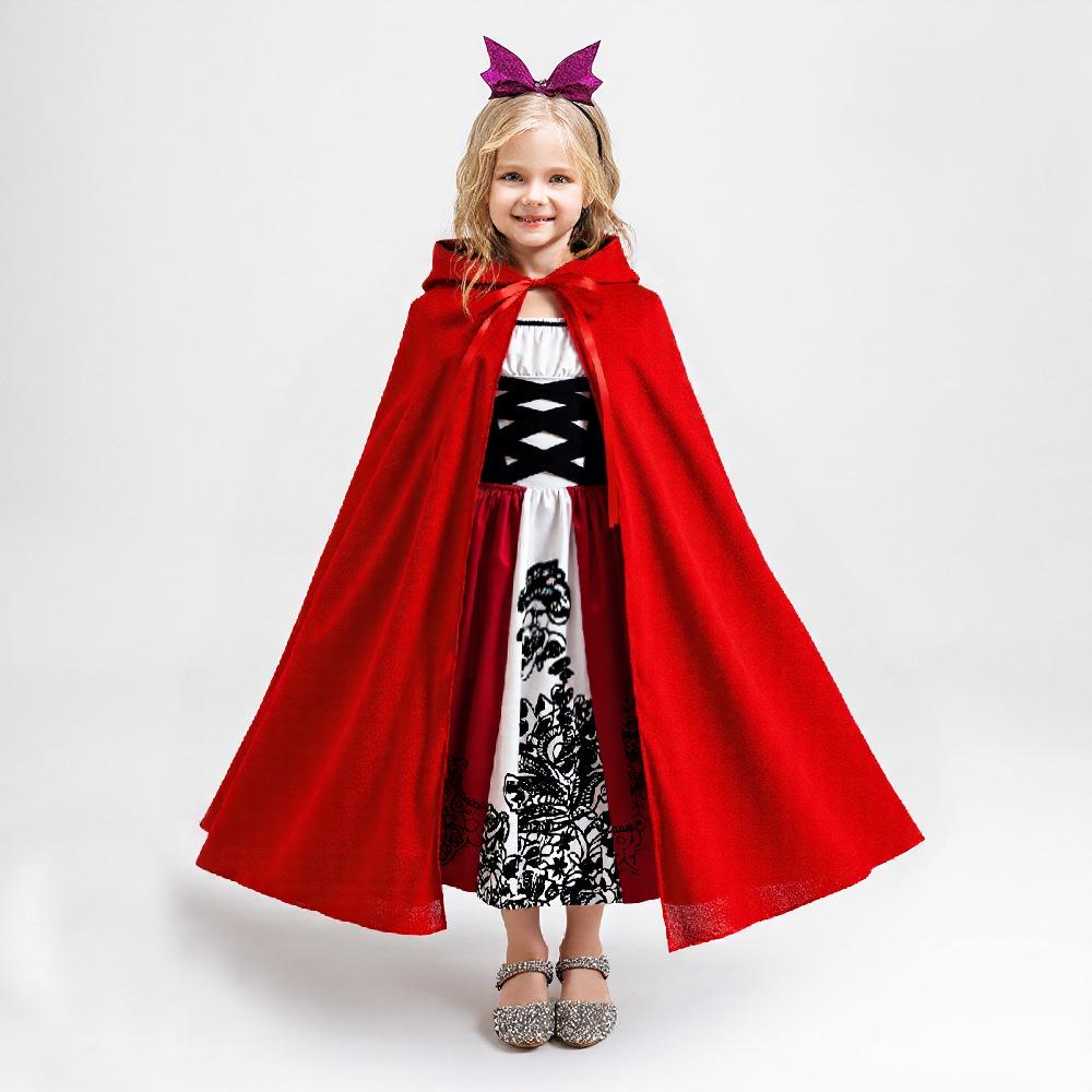 

Little Red Riding Hood Halloween Cosplay Dress - Puffy Princess Cape Dress for Girls 130cm (8 Years)
