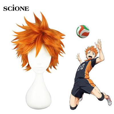 Haikyuu!! Hinata Syouyou Cosplay paruka Krátká oranžová nadýchaná vrstvená cosplay paruka Tepelně odolná anime paruka ze syntetických vlasů + čepice paruky