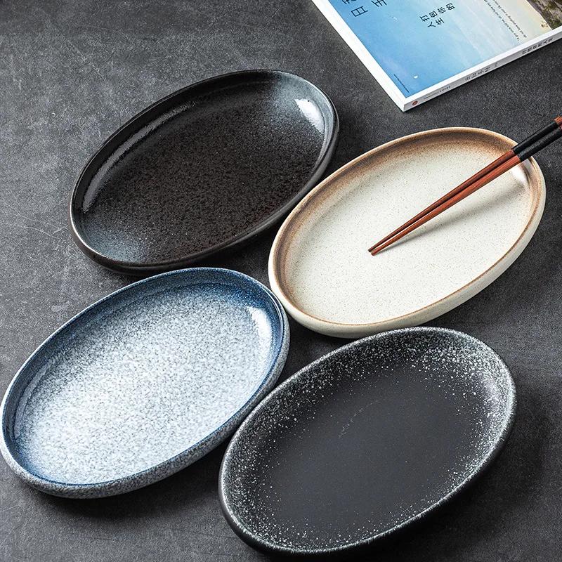 Japanese steamed fish dish home new ceramic personality large oval. Fish dish and vegetable dish