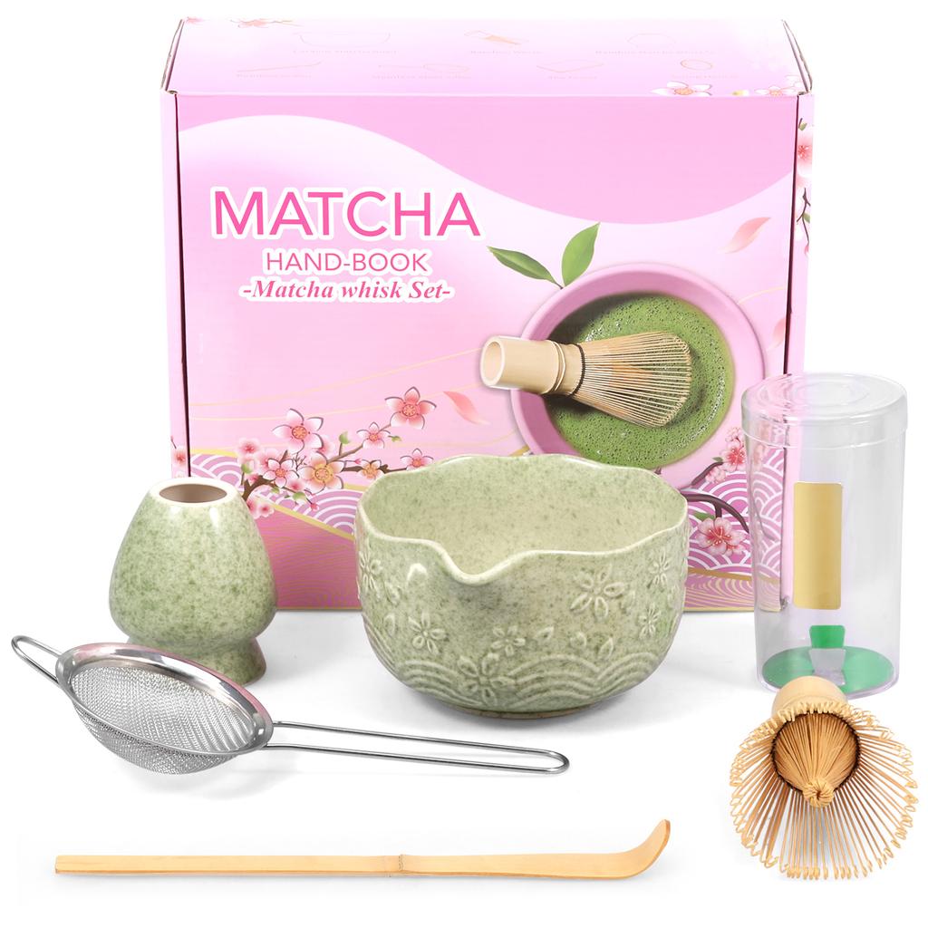5 Pcs Matcha Making Kit Ceramic Japanese Matcha Bowl Whisk Set Easy to Clean Anti-Rust Matcha Set for Tea Lovers Tea Accessories