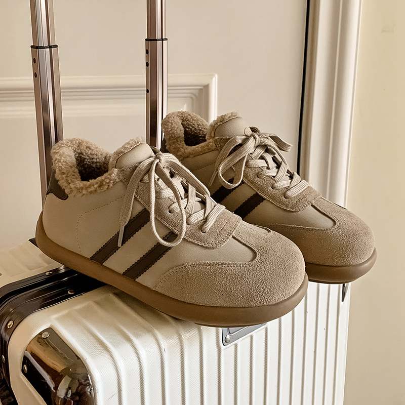 Krazing Pot Cow Skin Fur Plush Spring Autumn Summer Sneakers Flat Platform Lace Up Keep Warm Women Comfortable Casual Shoes