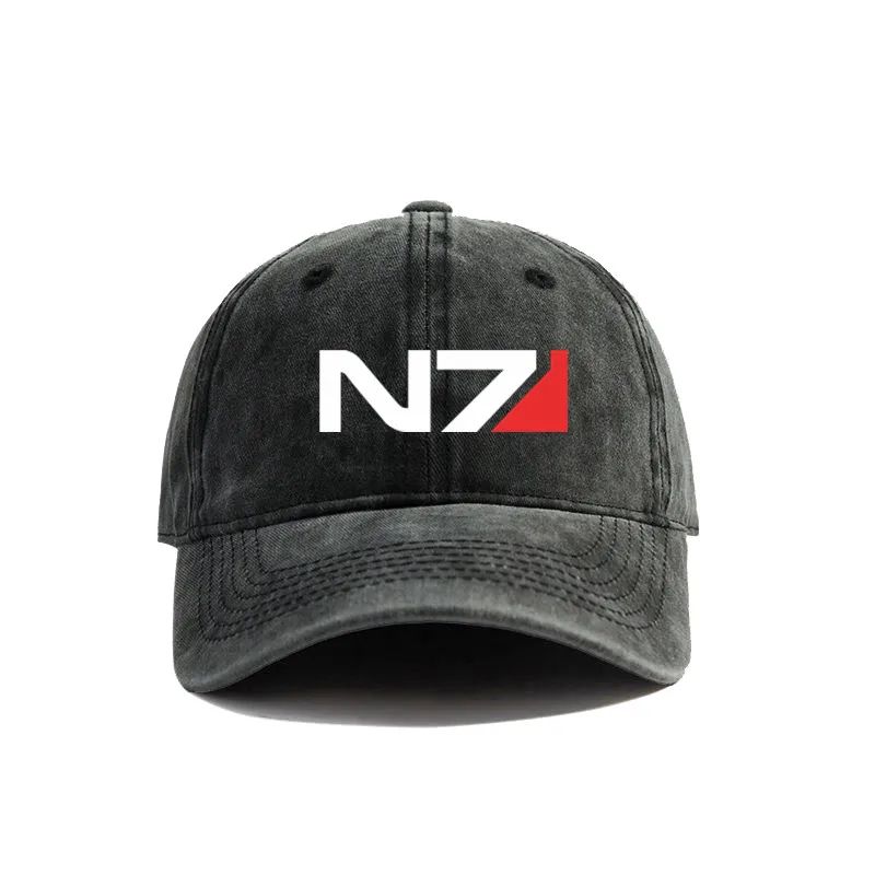 2026 Mass Effect N7 Baseball Caps Distressed Hats Cap Men Women Retro Outdoor Summer Adjustable N7 Hats Fashion
