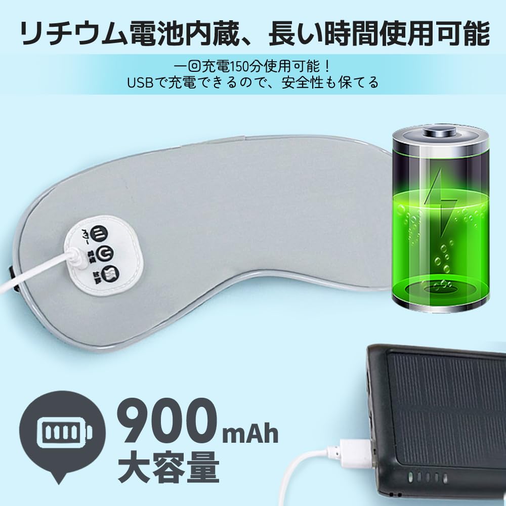 [fanituhan] USB Rechargeable Cordless Eye Mask with Automatic Off Timer, Dual Temperature Control, Vibration Mode, Reusable, Includes Gel Eye Mask,