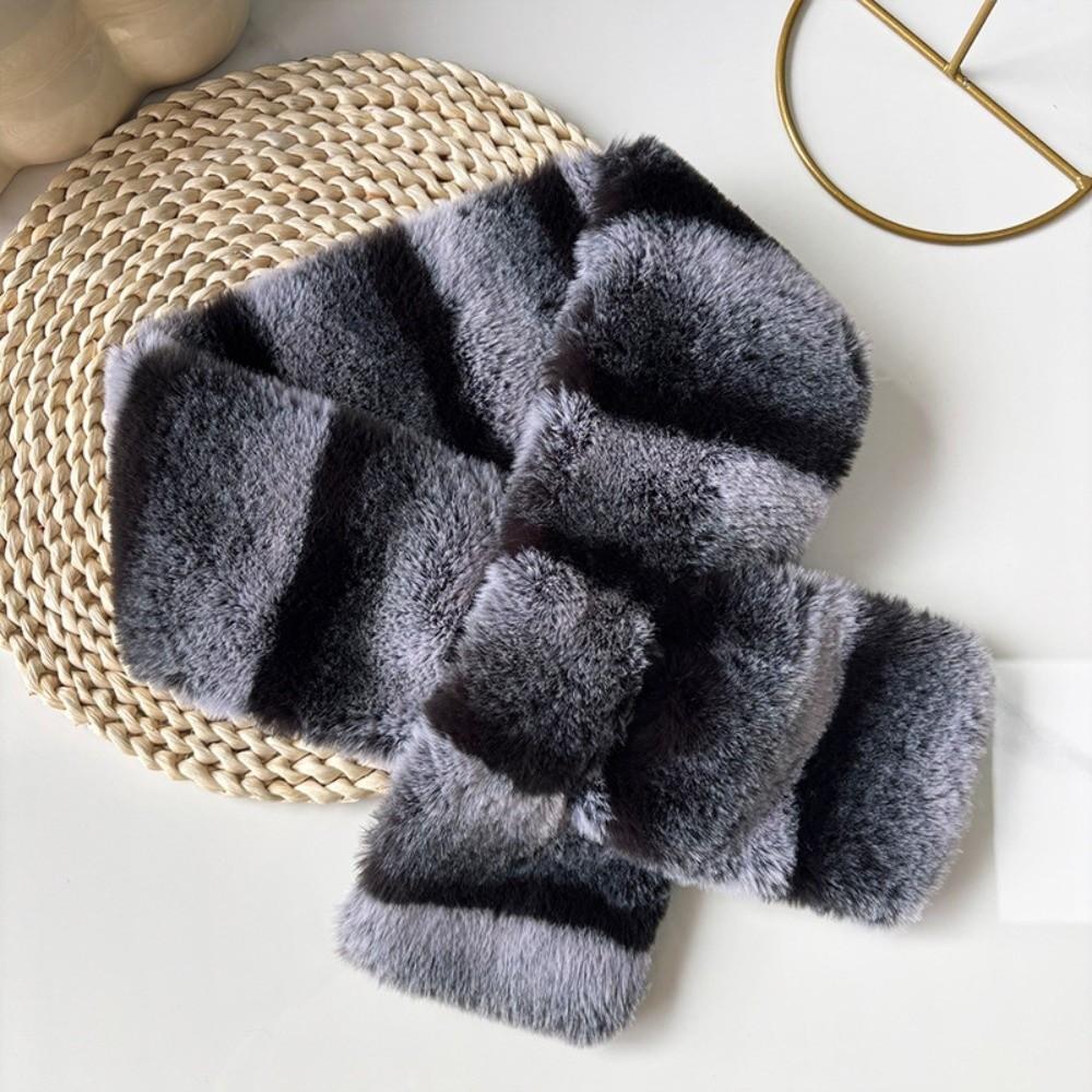 Thick Plush Cross Scarf Soft Fluffy Muffler Warm Tippet Faux Fur Collar Skiing Resort
