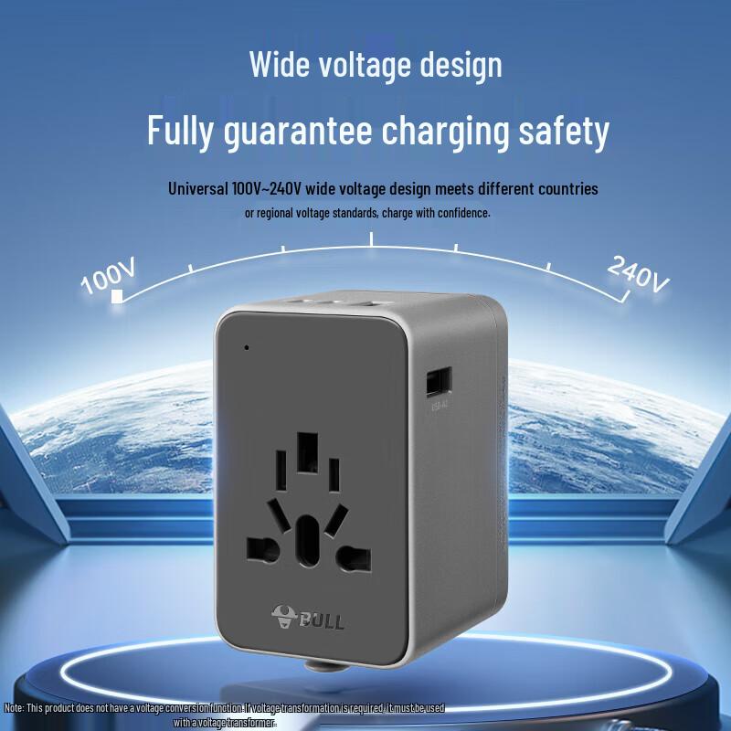 BULL 67W PD USB-C Multi-Country Travel Adapter CN Plug (adapter Included)