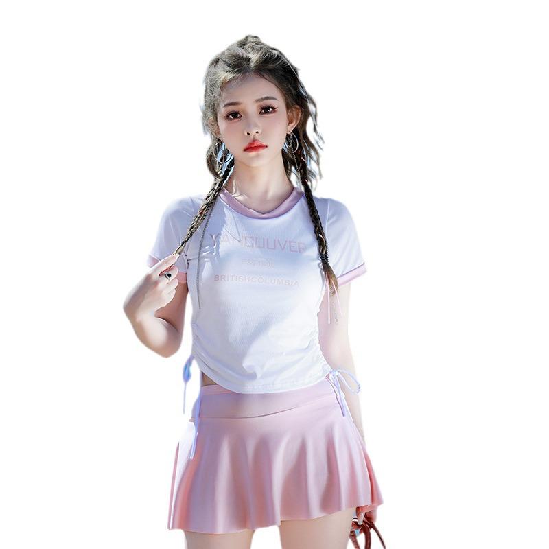 Women's 2025 Fashion Slimming Sports Swimsuit - Belly-Covering, Conservative Skirt Style