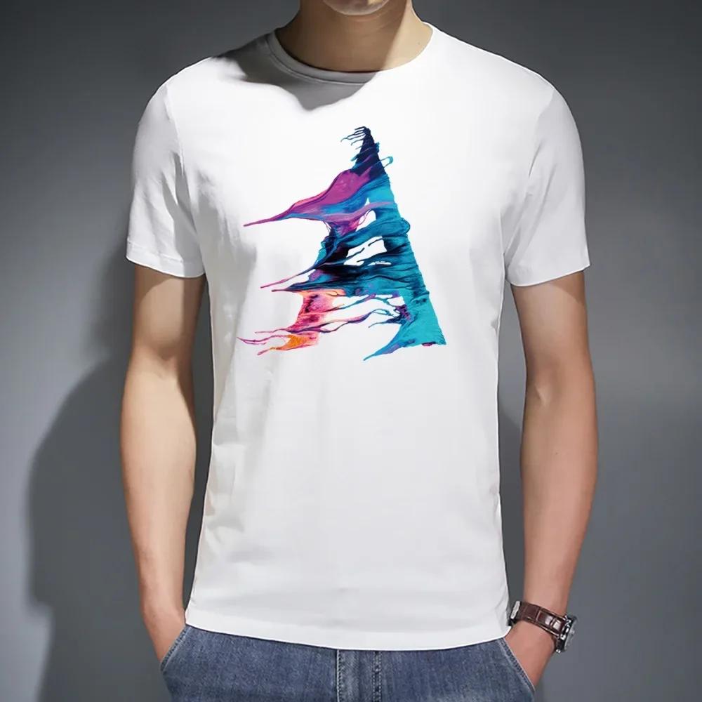 2022 Men T-shirt Summer Fashion Harajuku 26 English Paint Letter Printed Short Sleeve Tees O-neck Commuter Loose Top Streetwear