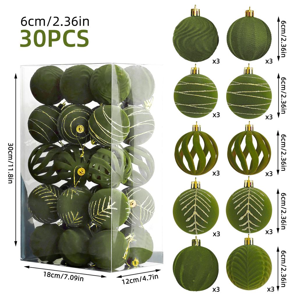 New Christmas Tree Decoration 6cm 30 Plastic Balls Swan Plush Fabric Plush Plush Colorful Christmas Ball Pendant