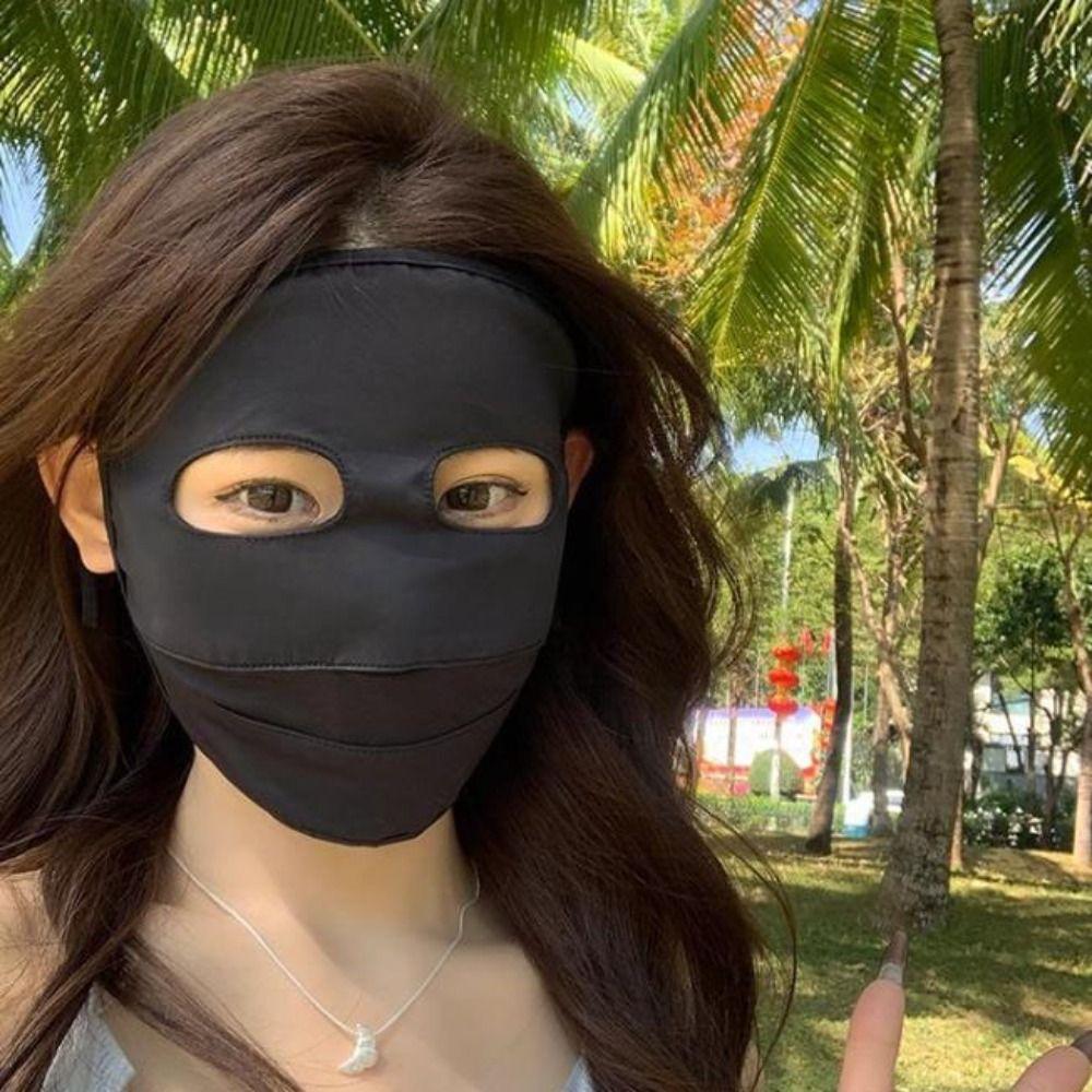 Full Face Ice Silk Mask Sunscreen Face Scarf Face Cover Adjustable Face Gini Mask  Fishing