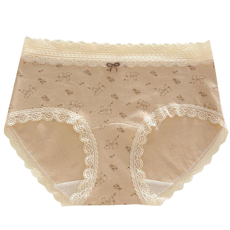 Ladies Summer New Romantic Lace Lace Full Print Floral 10A Bacteriostatic Extended File Middle Waist Triangle Briefs