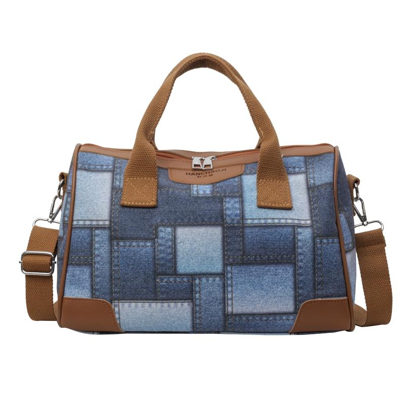 

Ретро стиль ковбой холст одно плечо кроссбоди большая вместительная подушка контрастная сетка дорожная сумка новая осень