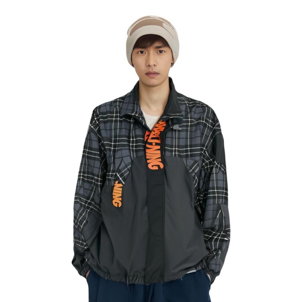 Li Ning X Xlarge Collaboration Casual Sports Stand Collar Loose Jacket Men Jacket Cold-Sand-Black AFDQ877-1