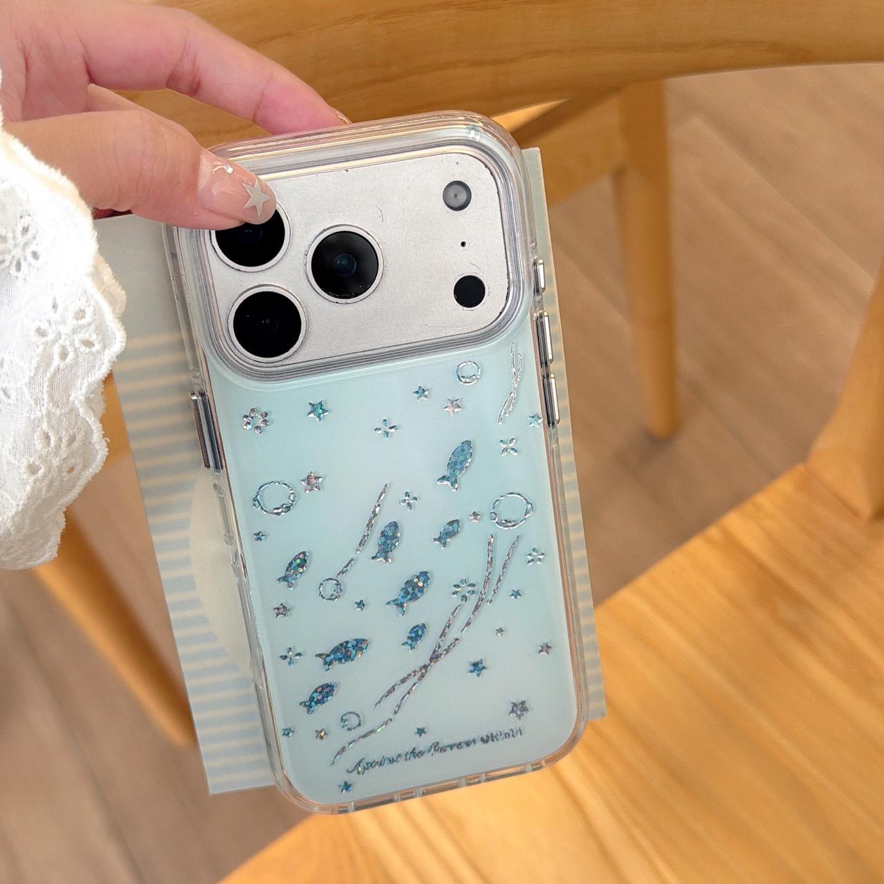 

iPhone 16/15/14 Gilded Blue Fish Double Layer Case for Apple 17 Pro Max Apple 16 Pro