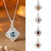 Four-Leaf Clover Citrine Topaz Gemstone Pendant Necklace In S925 Silver, Retro Style