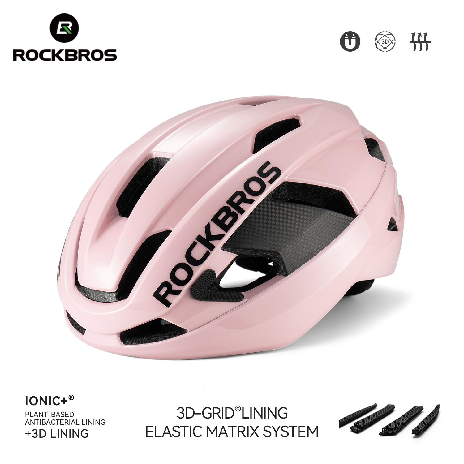 ROCKBROS Cycling Helmet Carbon Fiber Composite Safe Cycling Helmet Men Women Intergrally-Molded High-Density Foaming Bike Helmet L (54-60cm)