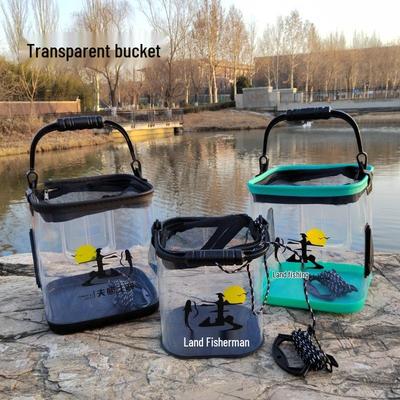 Transparent Foldable Fishing Bucket with Rope for Live Fish and Bait
