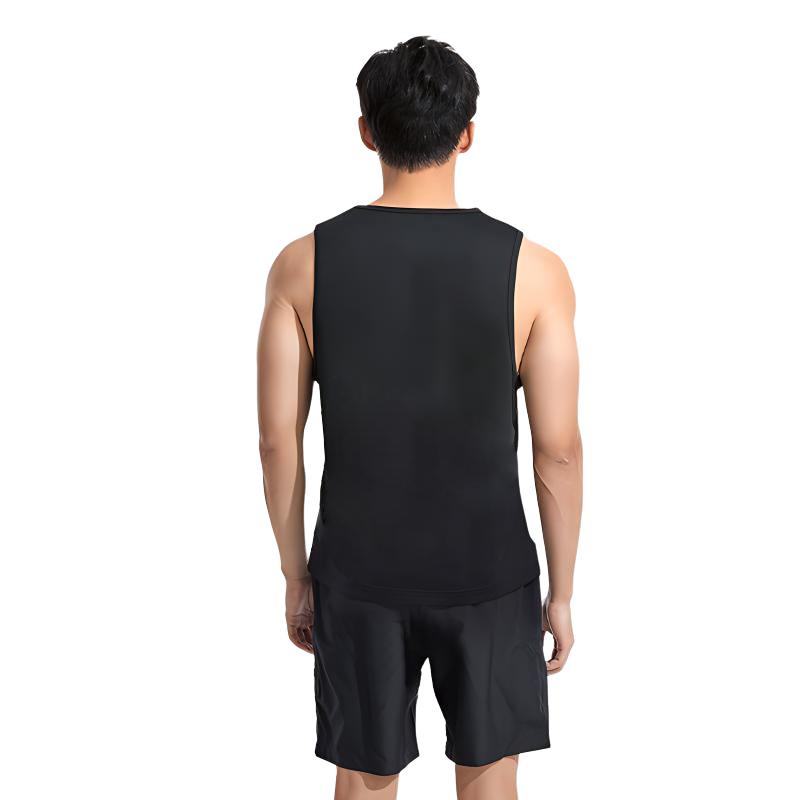 Li-Ning Solid Color Round Neck Sleeveless T-Shirt And Mid-Waist Elastic Shorts Casual Sports Set Men Sets Black ZHMB407-1+ZHMB063-2