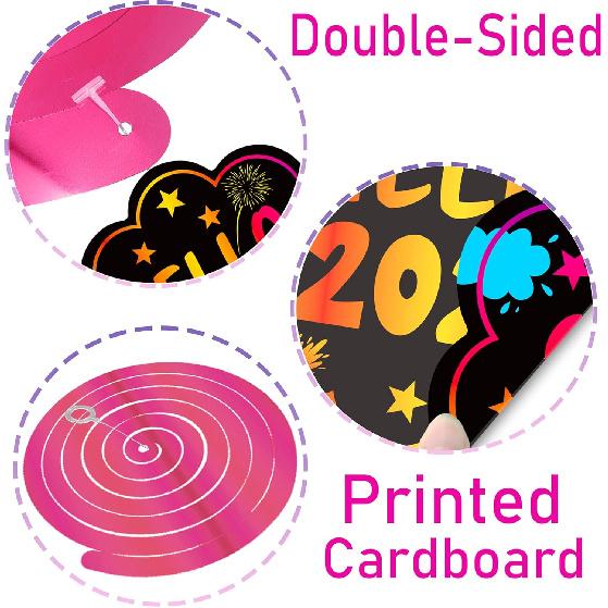 2026 Happy New Year Hanging Swirls New Years Party Decorations New Years Eve Ceiling Swirls Happy New Year Hanging Streames for Colorful New Year