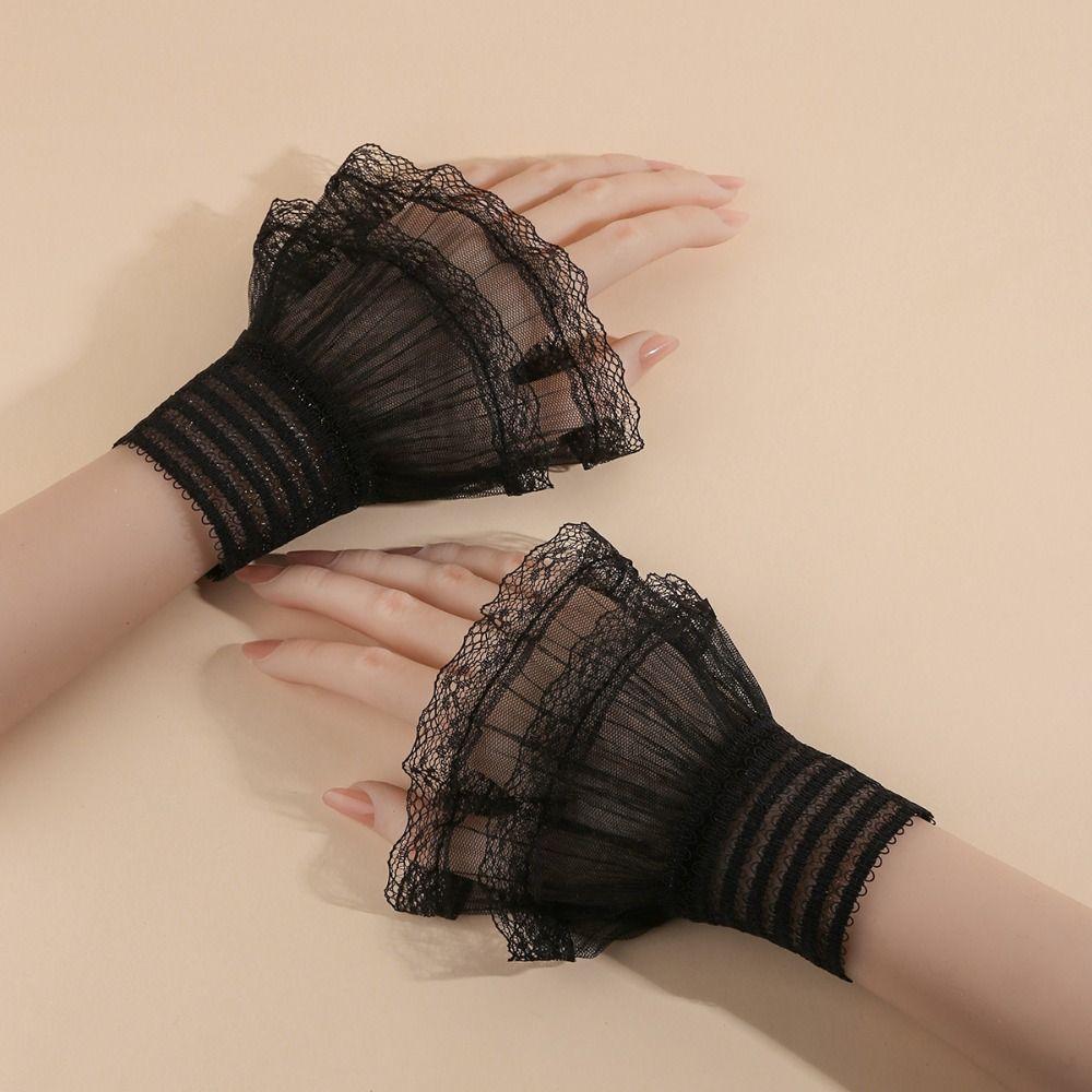 Lace Ruffled Wrist Fake Sleeves Cuffs Costume Accessory Lace Cuff Fashion Sweater Cuffs  Wedding