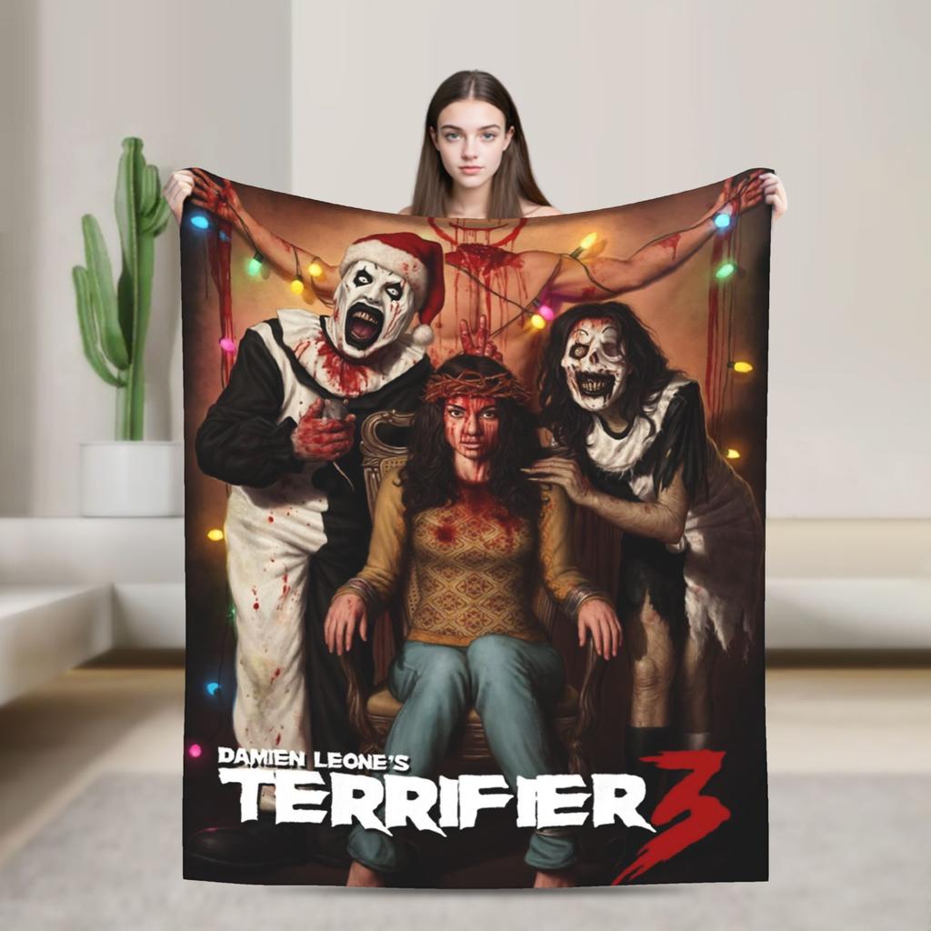 Terrifier Decke Film Kunst Der Clown Camping Flanell Bettwäsche Überwürfe Für Heimdekor Weich Warm Benutzerdefinierte Qualität Tagesdecke Geschenk