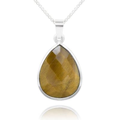 [R5948] - Handmade Silver Necklace 'Mineralia' Silver Tiger Eye - 18x14 Mm