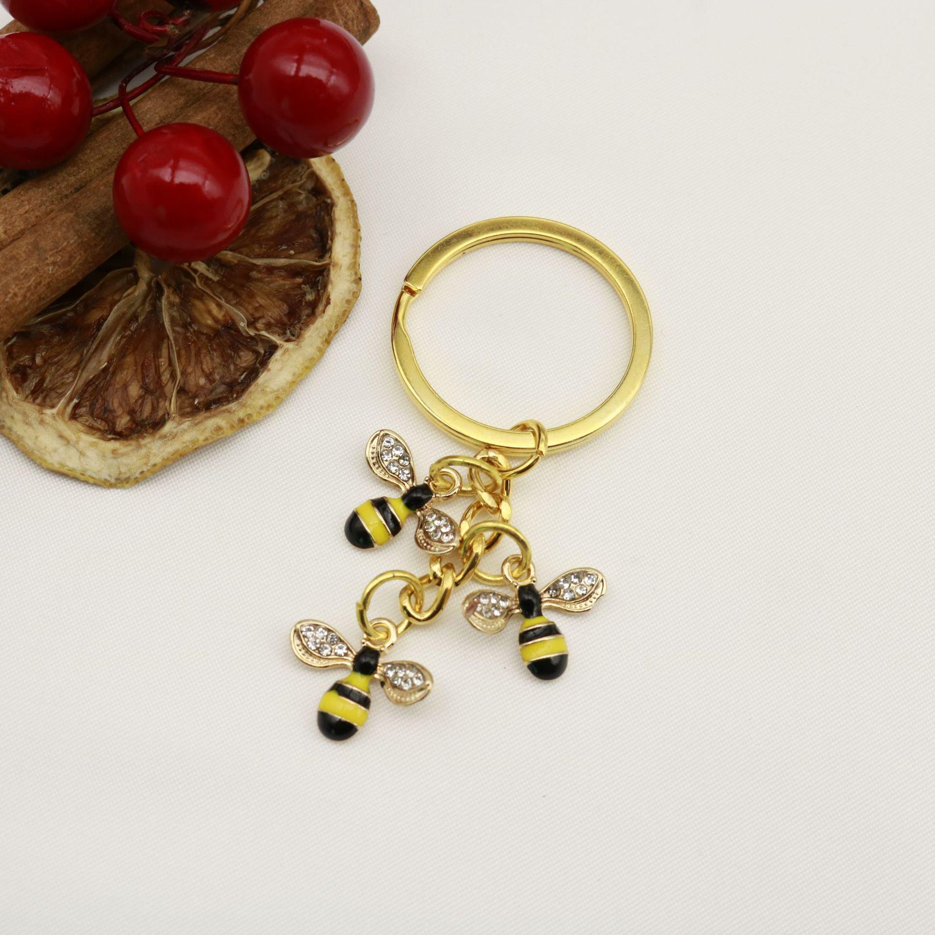 Trendy Rhinestone Bee Keychain Pendant