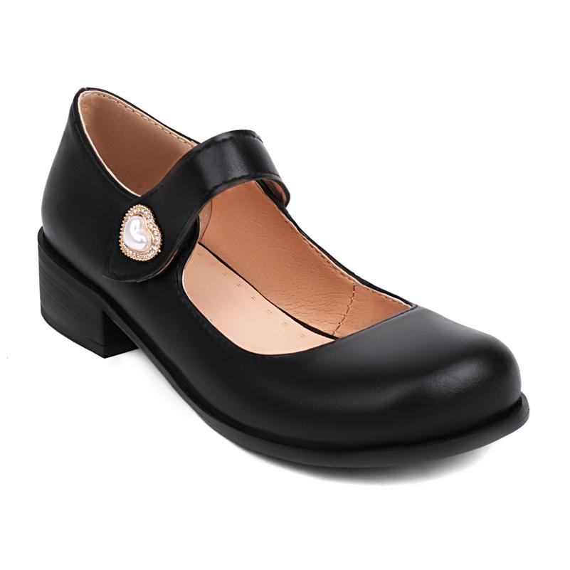 

Женские туфли-лодочки Мэри Джейн с круглым носком на массивном среднем каблуке и кристаллами, женская модная повседневная обувь, весна-осень, желтый, белый, черный 43 34 чёрный