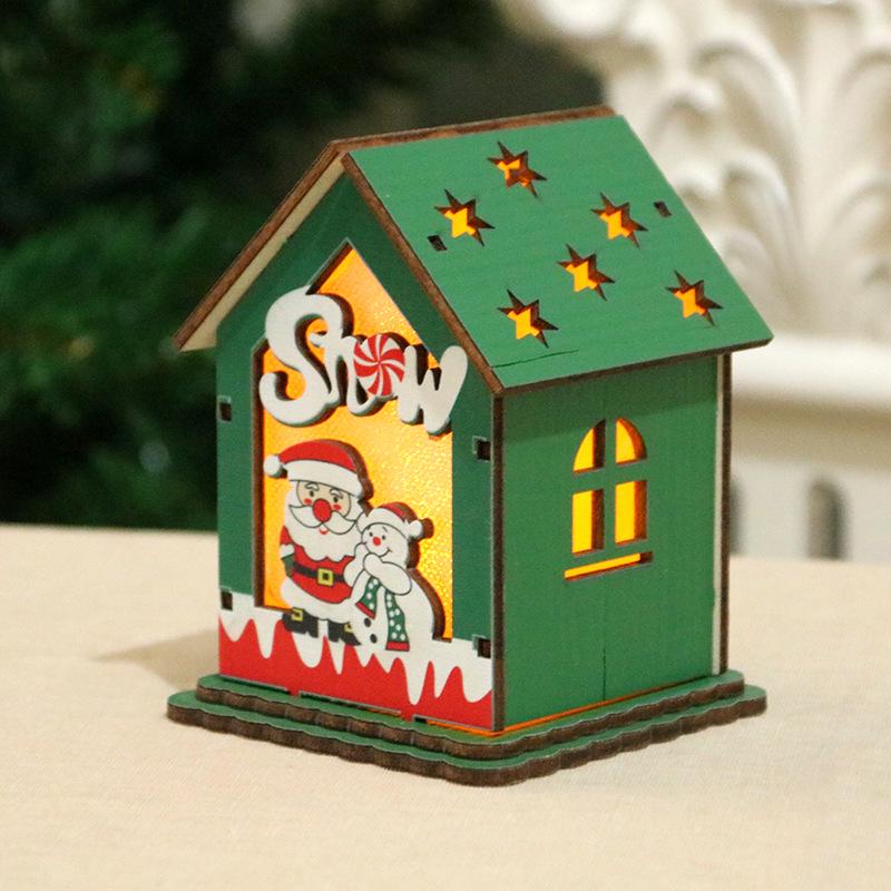 Christmas Gift Decorations Christmas Wood House Children's Handmade DIY Christmas Tree Decoration Cabin
