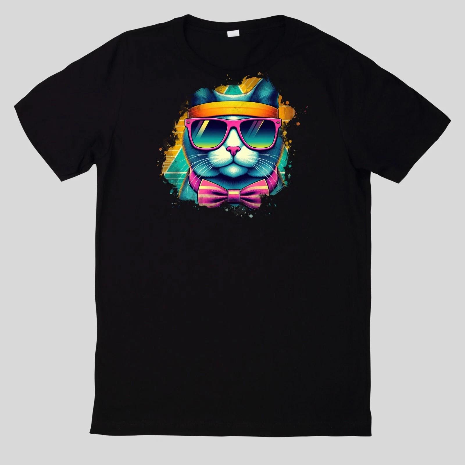 T-Shirt Aquarell Retro coole Katzen XL