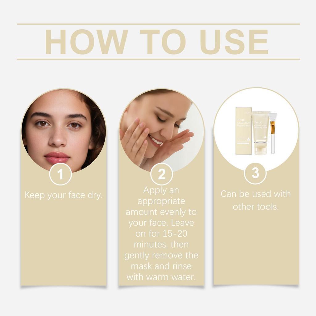 Collagen Night Wrapping Mask Peel Off Mask Brightening Facial Mask Deeply Cleansing Pores Shrink Hydrates Nourishing Skin Care