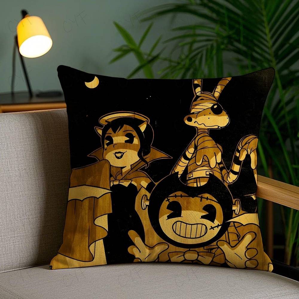 B-Bendy And The I-Ink Machine Anime Pillow Case Safe Custom Photo Pillow, Anti-Fade Brushed Fleece Cushion