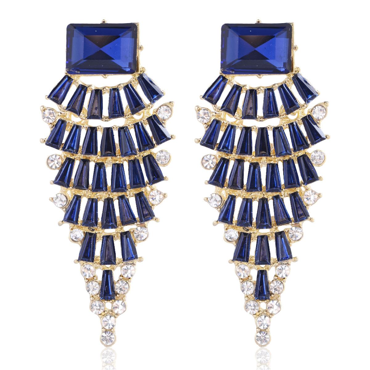 Colorful Diamond-encrusted Long Drop Earrings - Trendy  Statement-making  and Luxuriously Chic