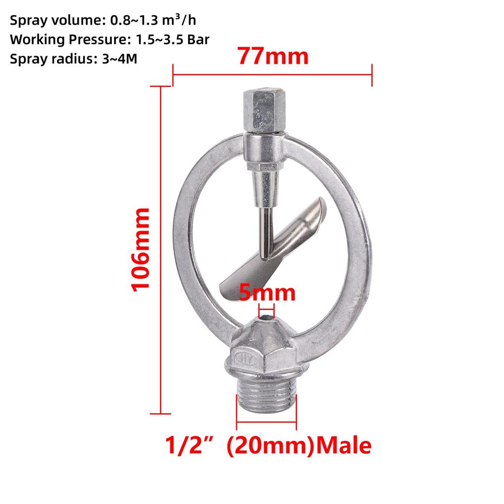 1/2" Male Thread Rotating Rocker Sprinkler Stainless Steel Tripod Auto-Rotary Garden Lawn Orchard Greenhouse Irrigation Sprayer