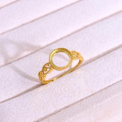 Vergoldetes S925 Sterling Silber Ovaler Offener Filigraner Ringband mit Pavé-Fassung - Silber Schmuckzubehör.