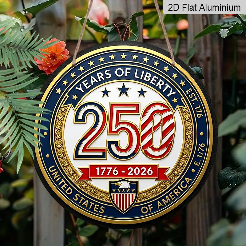 

2D Flat Aluminum Wall Hanging in The Style of The 250th Anniversary of The Founding of The United States, Available in Various Sizes and With Number 20*20cm