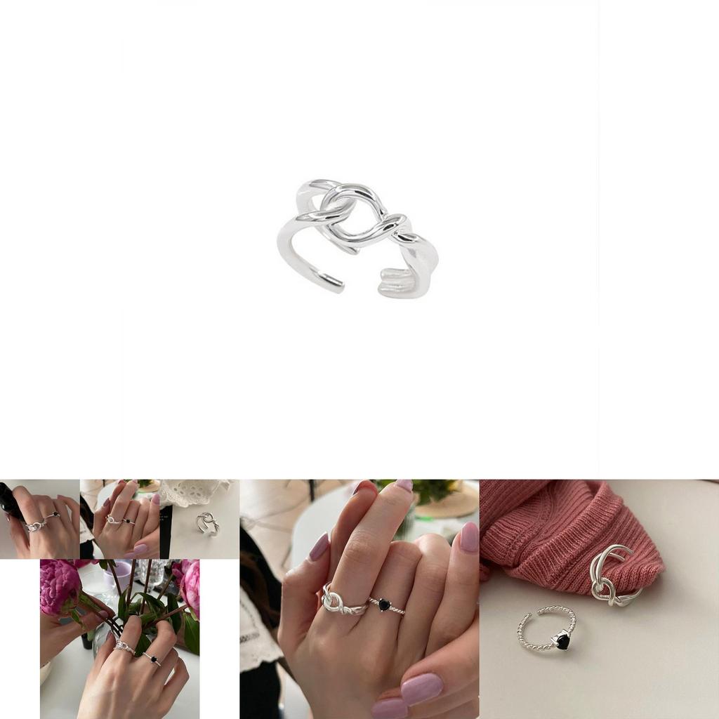 Elegant Black Heart Ring For Women Chic Minimalist Twisted Copper Open Finger Jewelry