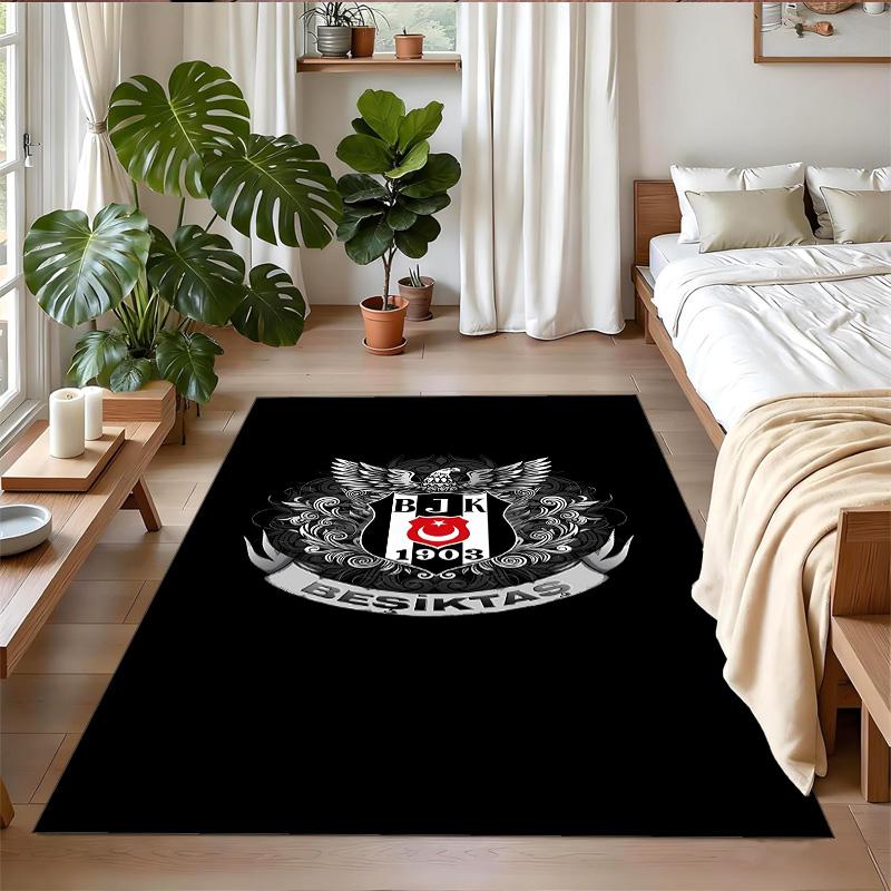 Tappeto Antiscivolo in Velluto di Cristallo, Tappeto con Design Besiktas per Interni Soggiorno Camera da Letto Decorazione Casa