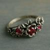 Vintage Bohemian Flower Red Crystal Rings for Women Gorgeous Charming Copper Colour Wedding Engagement Christmas Gift