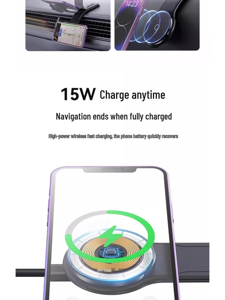15W Faltbare MagSafe Kabellose Autohalterung mit Magnetischer Armaturenbrett-Navigation