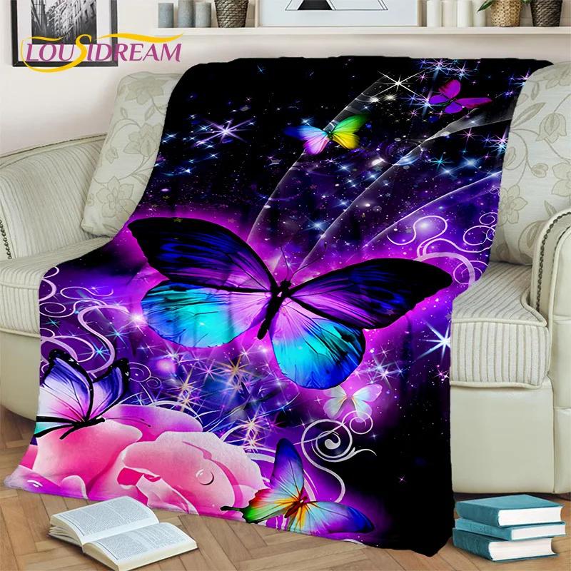 Dream Butterfly Flower Cartoon Blanket,Soft Throw Blanket for Home Bedroom Bed Sofa Picnic Travel Office Rest Nap Cover Blanket
