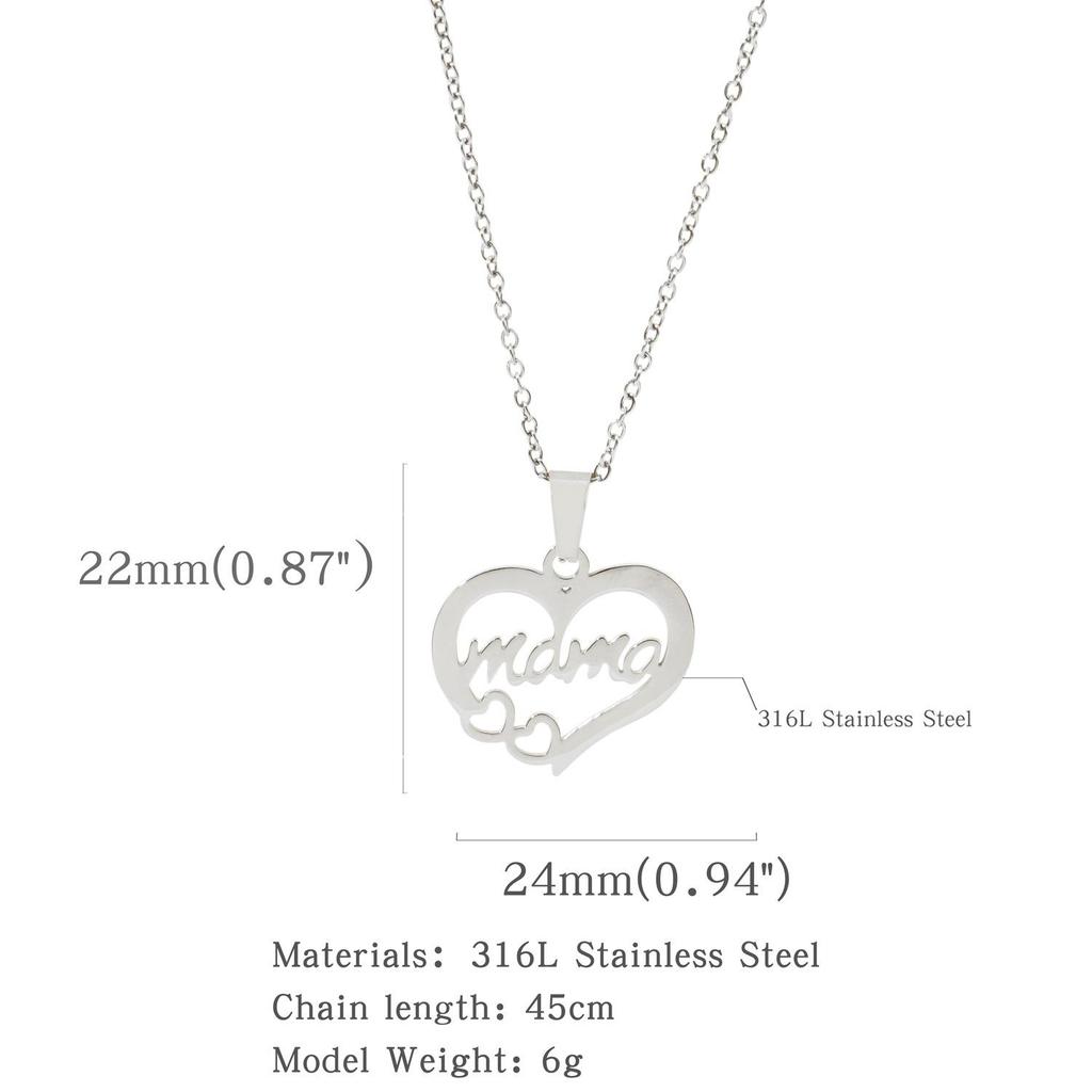 Mother's Day Heart Pendant Necklace - Love Letter Design