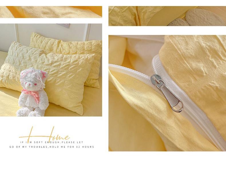 Girls' Heart Bubble Gauze Winter Dorm Bedding - Four-Piece Set