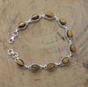 Solid 925 Sterling Silver Tiger Eye Gemstone Handmade Designer Boho Tennis Bracelet Charm Jewelry