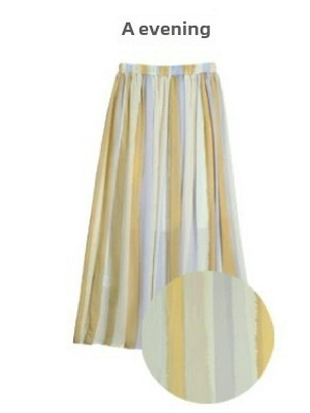 Summer 2023 Japanese Striped A-Line Long Skirt